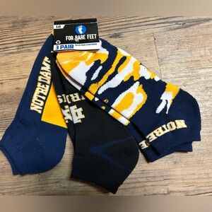 For Bare Feet Men's Notre Dame Socks - Blue, Black, Yellow